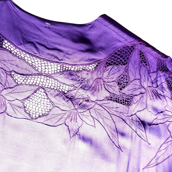 Red Threads Women 1X Purple Kimono 3 Piece Skirt Set Embroidered Vintage NOS - Picture 2 of 16
